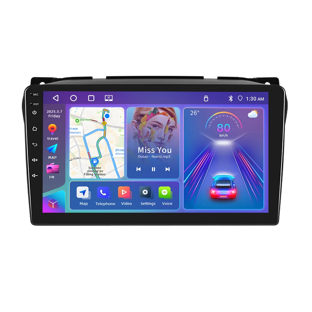 Podofo 8-core Qualcomm Snapdragon 460 Android autoradio voor SUZUKI Alto 2009 met Carplay, Android Auto, GPS, FM, WiFi, RDS, 2-din autoradio - afbeelding 2