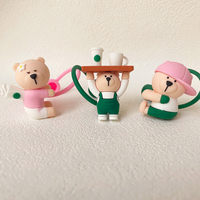 1PC Cute Silicone Straw Covers Cartoon Bear Dust Plug Straw Cap Suitable for Large Caliber 7-8mm Drinking Water Cup Accessories