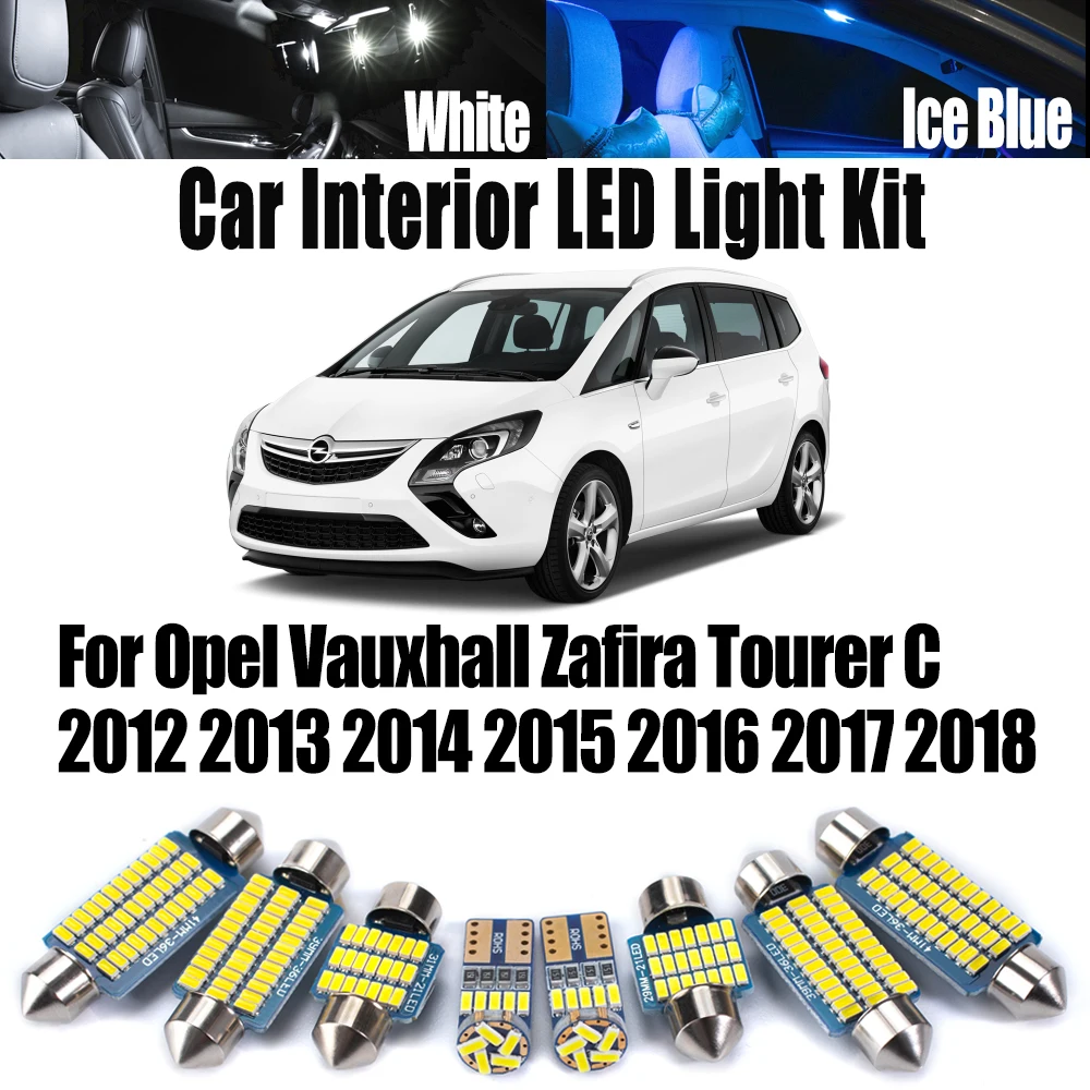 

15Pcs For Opel Vauxhall Zafira Tourer C 2012 2013 2014 2015 2016 2017 2018 Canbus Reading Bulbs Kit LED Interior Map Dome Light