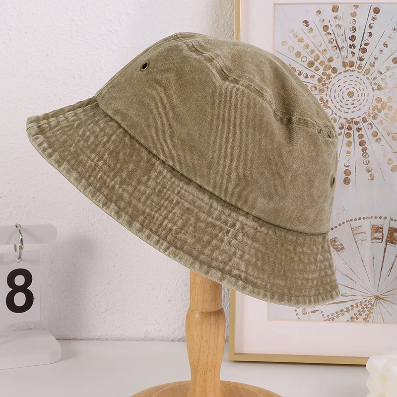 قبعات صياد بلون واحد مغسولة خف - مراجعة Bucket Hat Embroidered وسعره