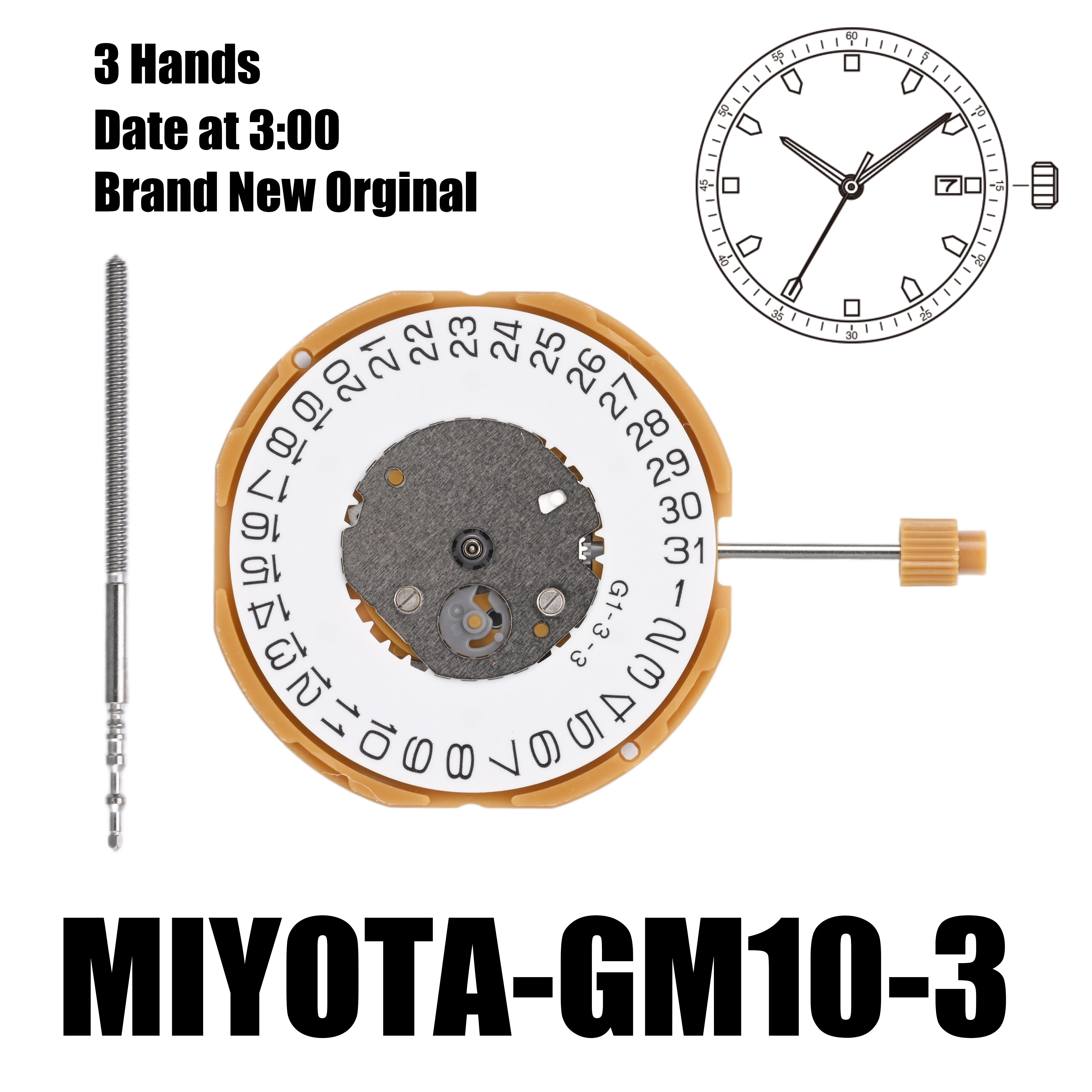 GM10 Movement MIYOTA GM10 Movement Day and Date Display At 3:00/6:00