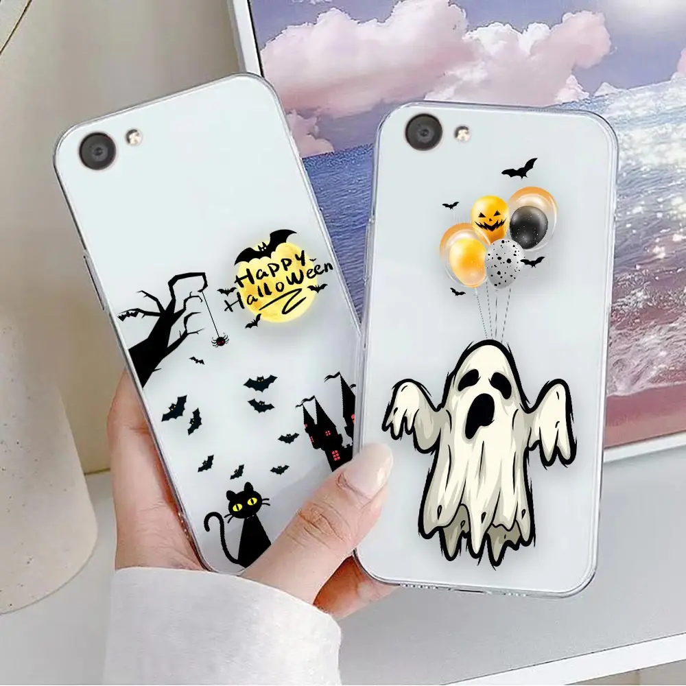 Clear Phone Case For VIVO Y32 Y33S Y50 Y51S Y52S Y53S Y55S Y95 Y97 V20 5G 4G Case Funda Shell Halloween Castle Ghost Pumpkin Bat