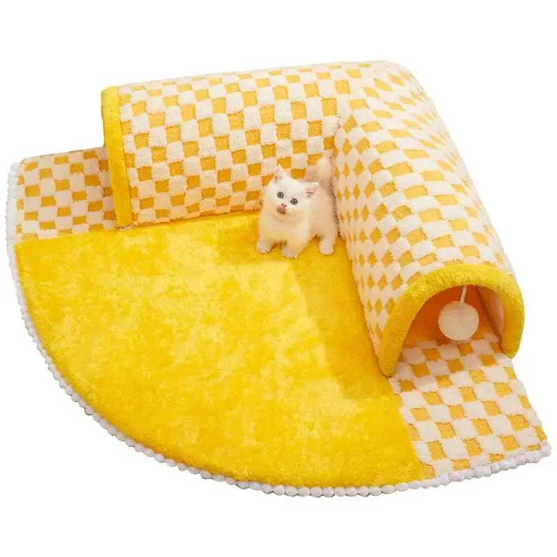 

Cat Tunnel Bed Antislip Puppy Rabbit Play Chases Hide Tunnel Tube Cozy & Warm 2 In 1 Fluffy Cat Bed With Tunnel For Indoor Cats