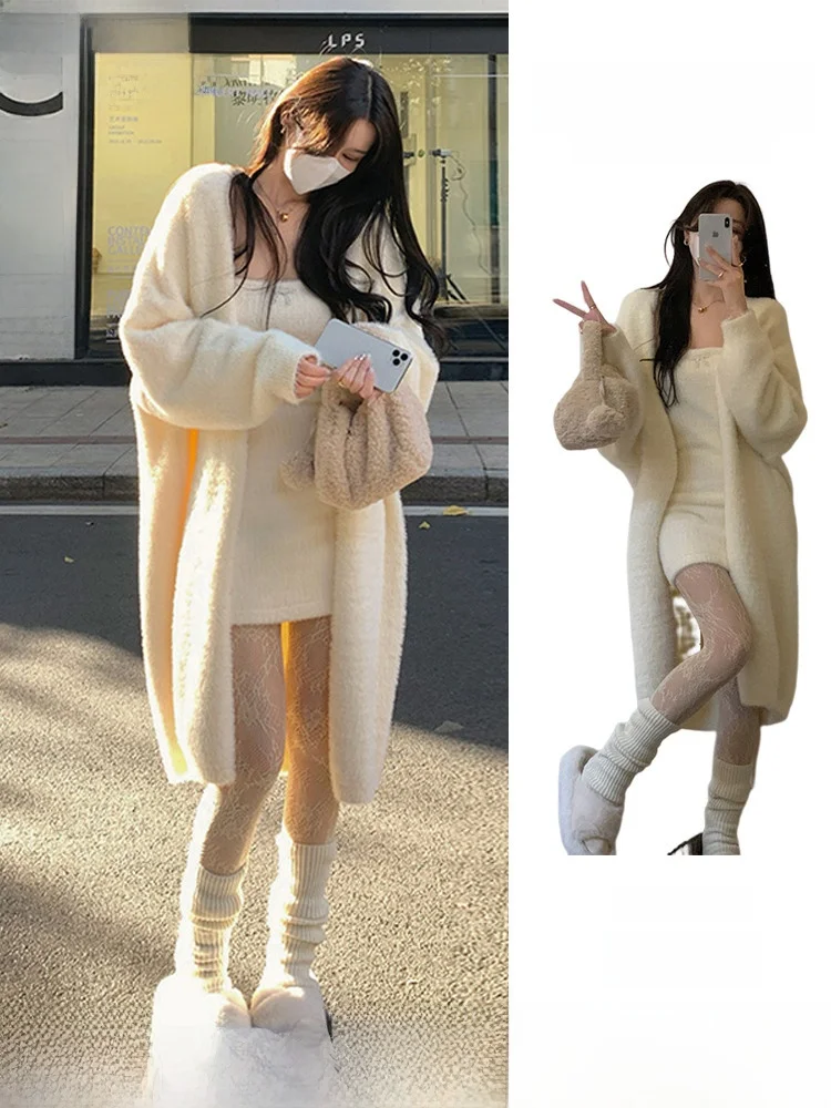Ladies Long Open Cardigan Sweater Soft Cozy Spring Autumn New Style 2023 Elegant Lazy Fashion Knitted Top Mid-Length