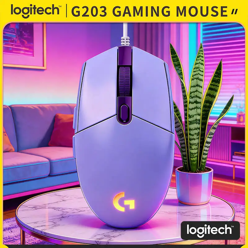 

Игровая мышь Logitech G203 LIGHTSYNC, проводная, сенсор 8000 DPI, RGB-синхронизация, 6 кнопок, механическое натяжение, кабель 2,1 м, для ПК и ноутбуков