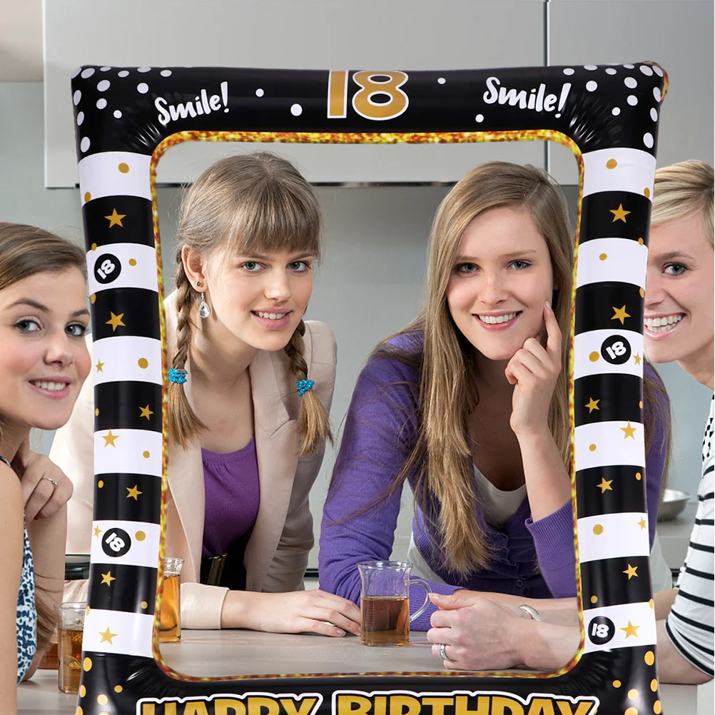 Inflatable Photo Frame High Quality Plastic Birthday Party Supplies Photobooth Props Bright Color Framing Reusable Gifts