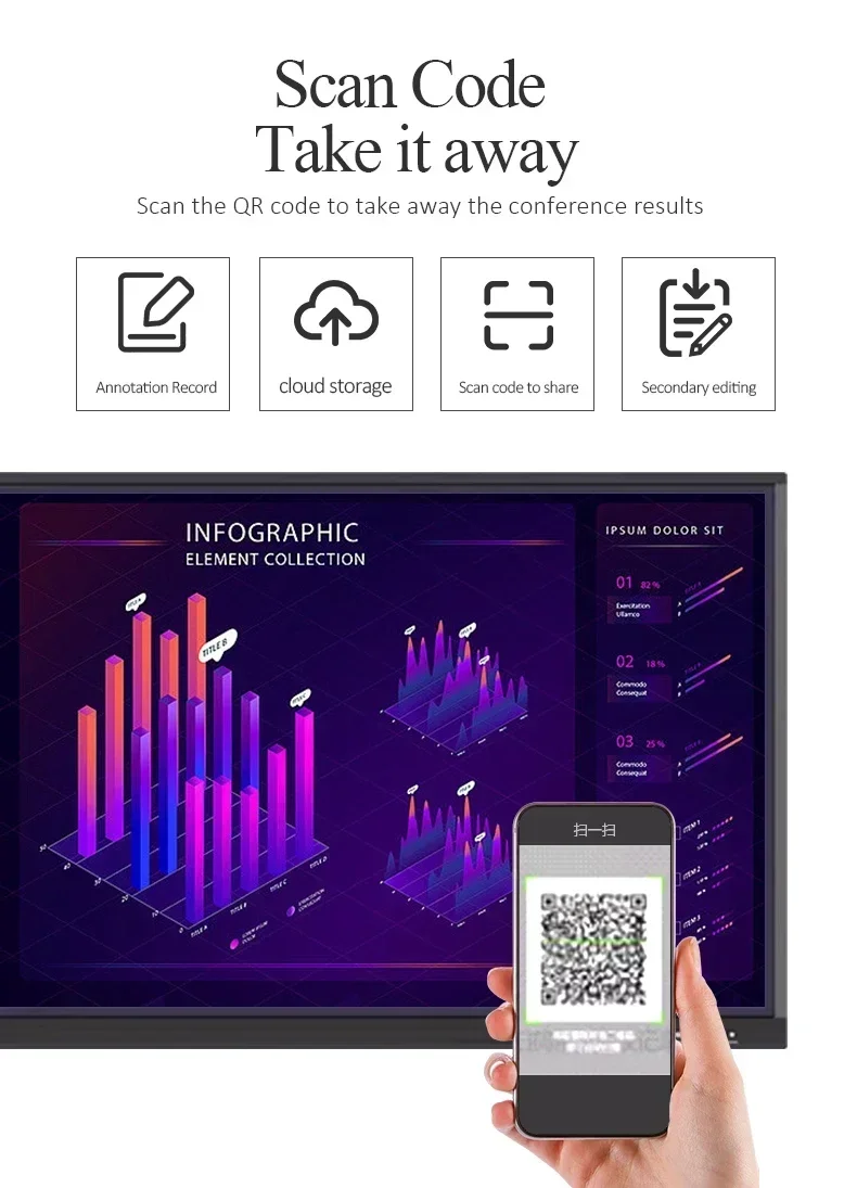 

New Teaching Conference All-in-one Machine 65/75/85/100 Inch Touch Electronic Whiteboard Multimedia Touch Screen Flat Panel TV