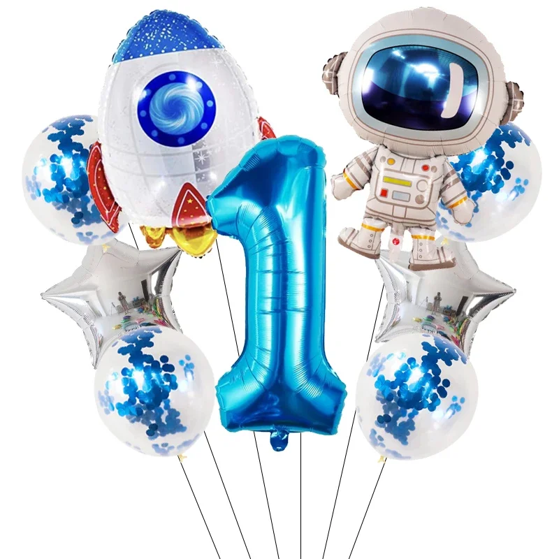 Astronauten-Weltraum-Thema Zahlenballon-Set für Jungen Kindergeburtstag Babyparty Galaxie Weltraum-Dekor Zubehör – Detail 2
