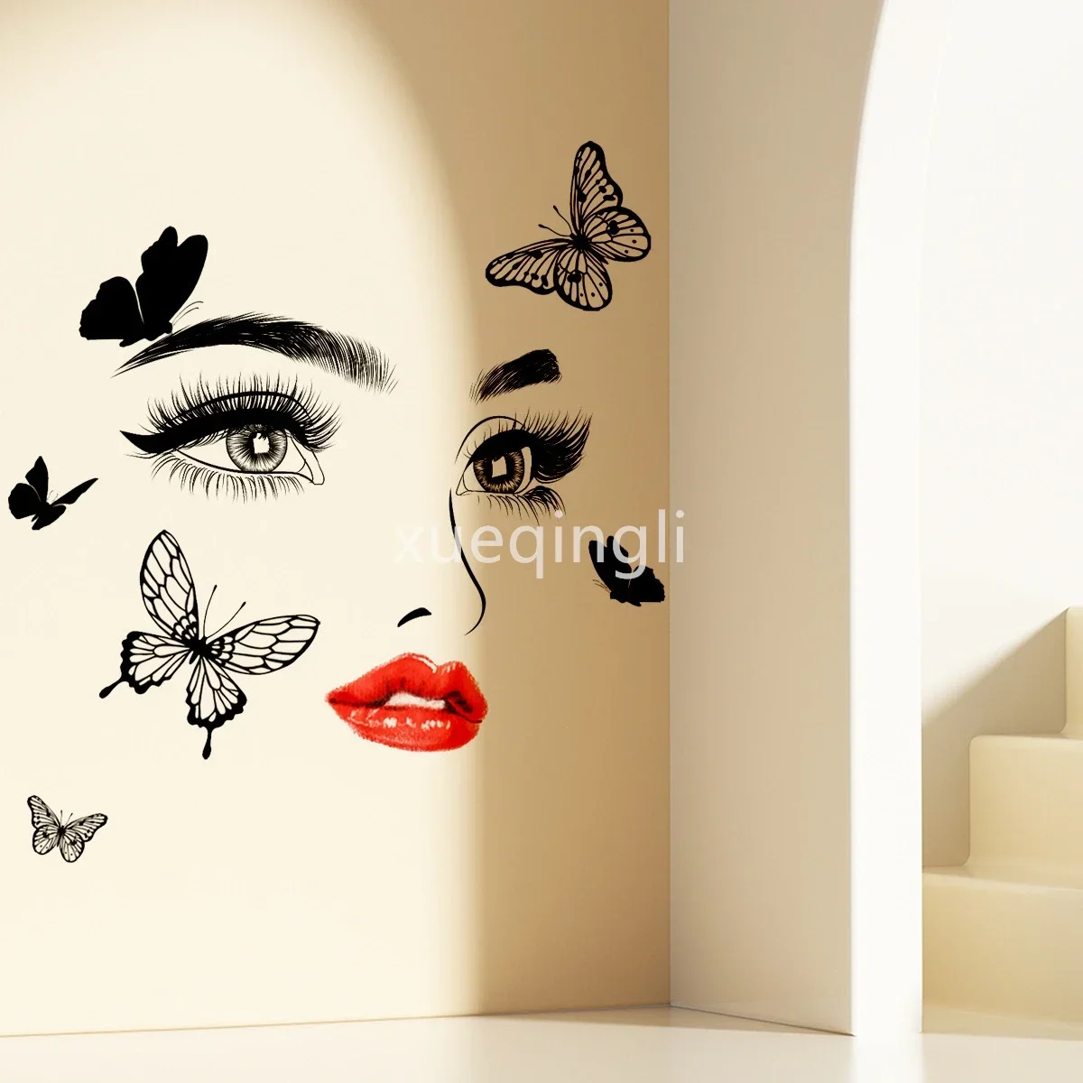 

Beauty Female Face Wall Sticker Decal Beauty Studio Wallpaper Cosmetic Makeup Wall Art Sticker Mural Removable Salon Decoration