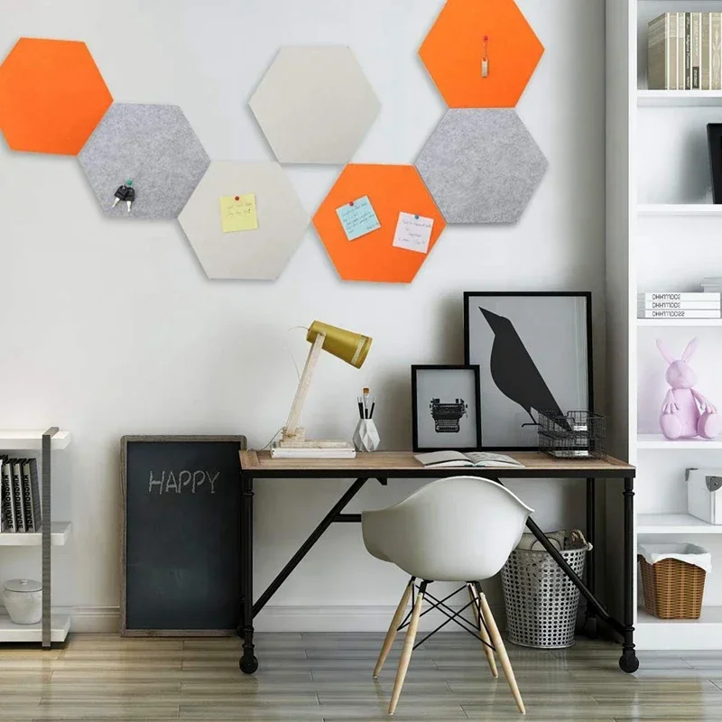 Hexagon Felt Wall Sticker Self-Adhesive Panels Billboard Display Board Living Room Wall Decor Art Home Decorations Stickers New