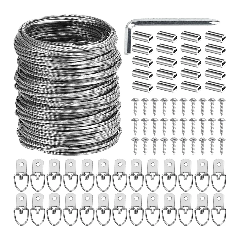 

100 Pcs Picture Hanging Wire Kit, 100 Feet Heavy Duty Wire Picture Hanging For Photo Mirror Frame Artwork