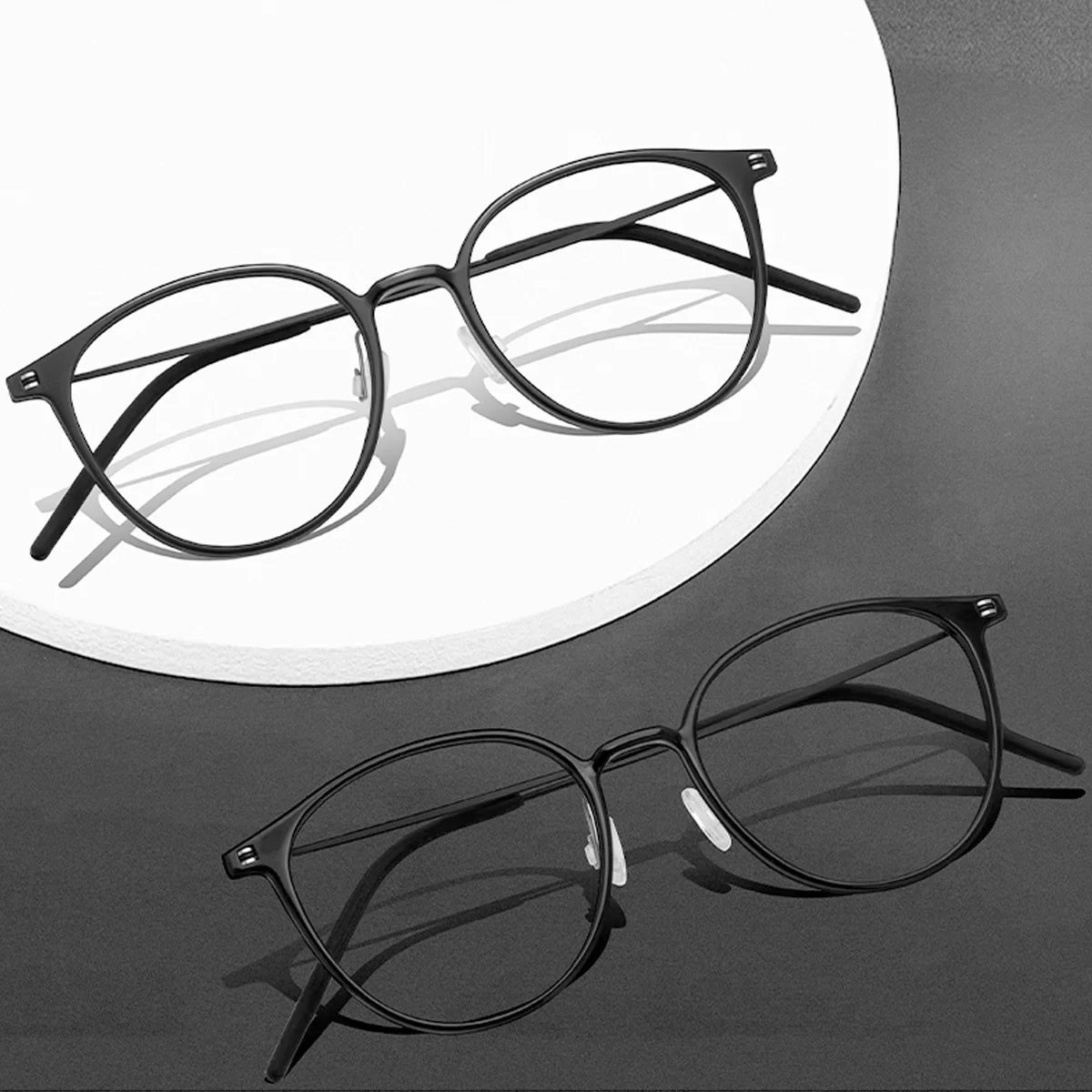 

FYTOO anti blue light myopia eyeglass frame, unisex black circular eyeglass frame, ultra light 80160