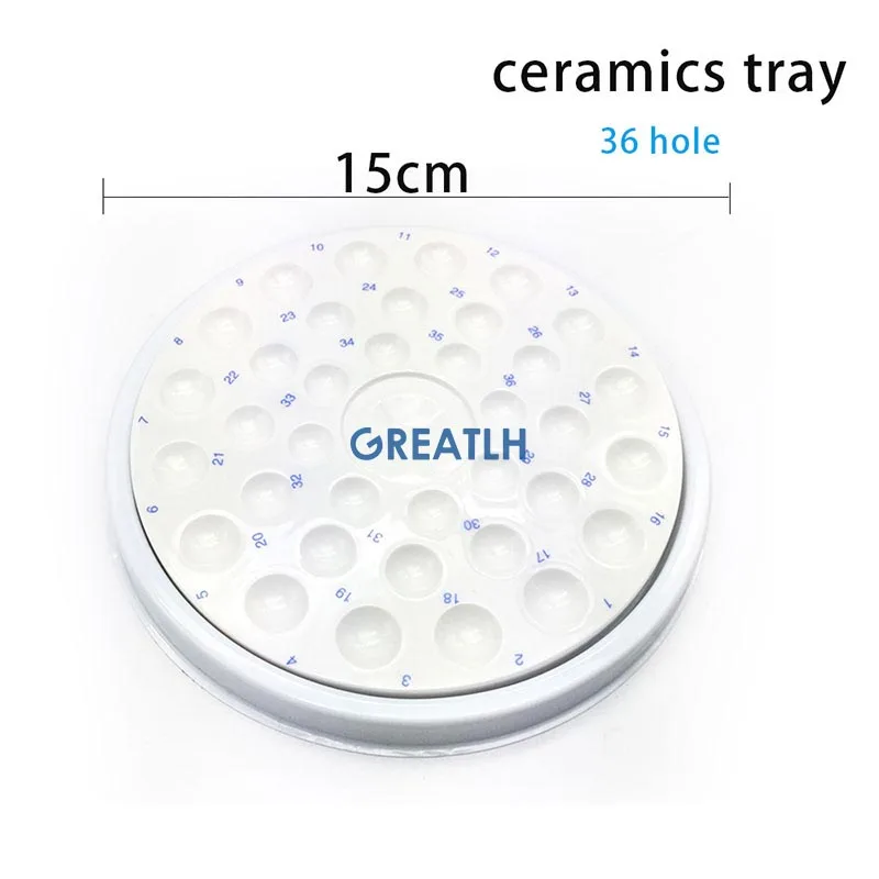 1pcs Dental Lab Mixing Watering Moisturizing Plate Ceramic Palette with Transparent Cover 12/24/36 Slot Dental Supplies