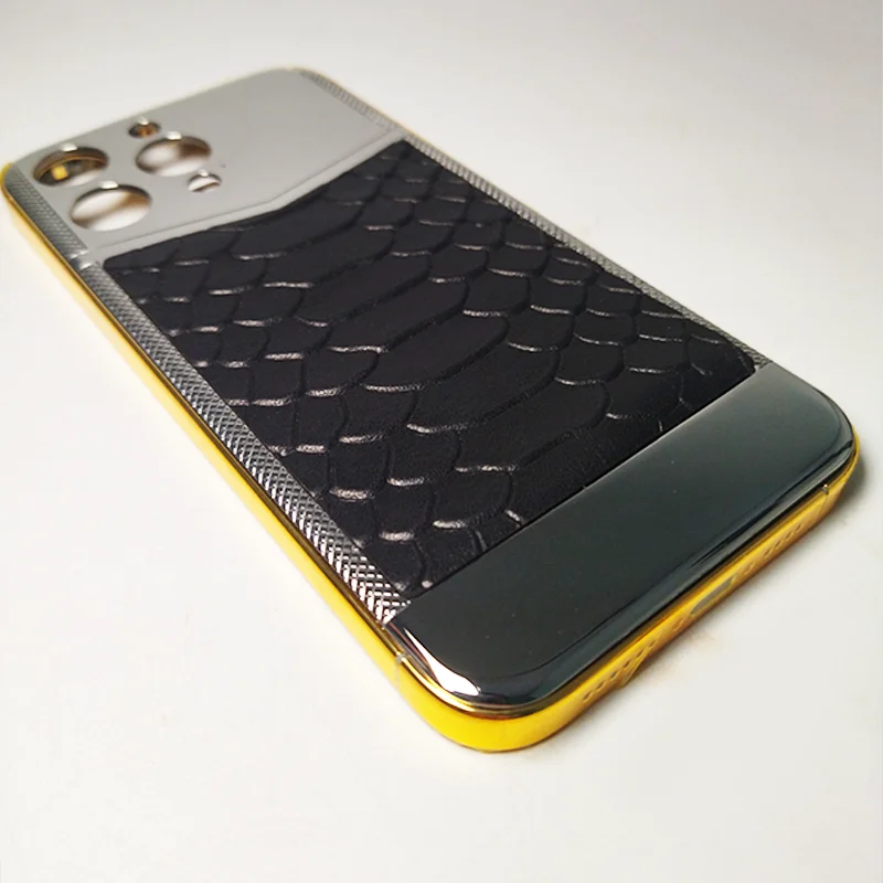 Luxury customized gold plated housing with crocodile pattern or python pattern leather for iphone