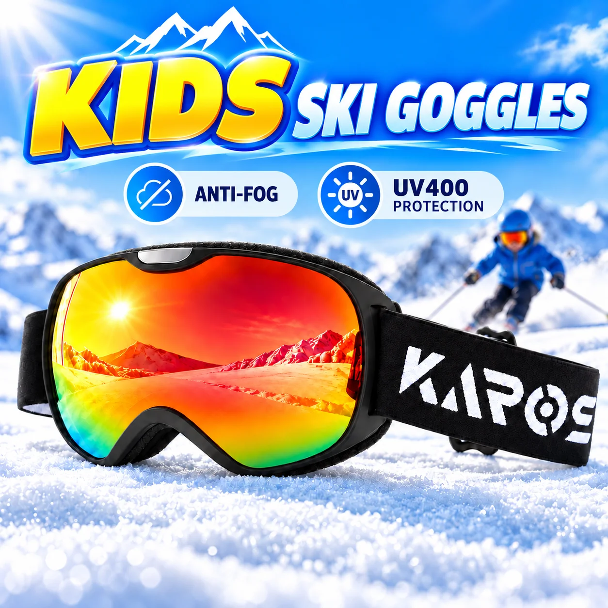 Kids Ski Goggles Double Layer Anti Fog UV400 Protection Glasses Winter Sports Snowboard Snowmobile Skiing Eyewear for Boys Girls