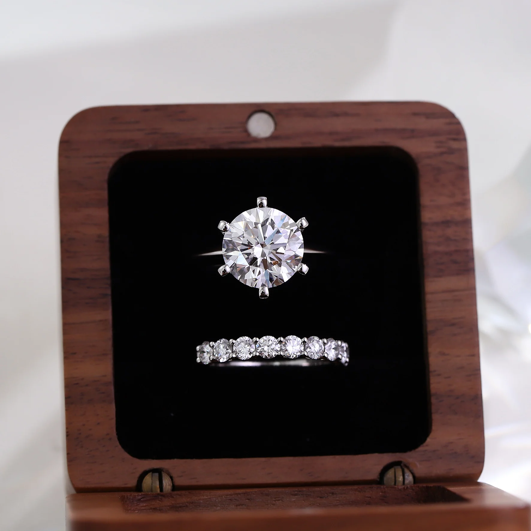 

Provence 4ct Luxury Wedding Ring set PT950 IGI EF/VS Lab Grown Diamonds Ring Double stackable ring for Women Personalized Custom