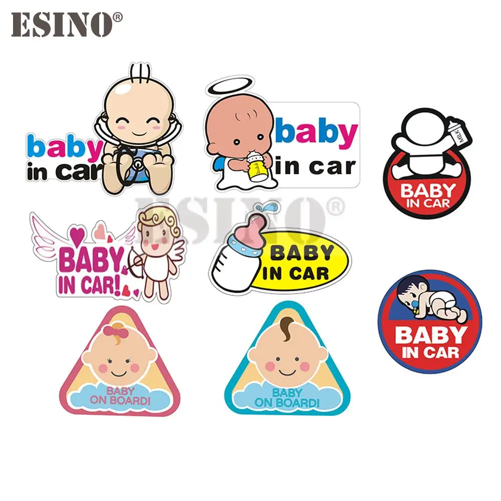 Car Styling creativo divertente bambino in auto Cartoon PVC decalcomania impermeabile carrozzeria specchietto posteriore vetro adesivo modello vinile