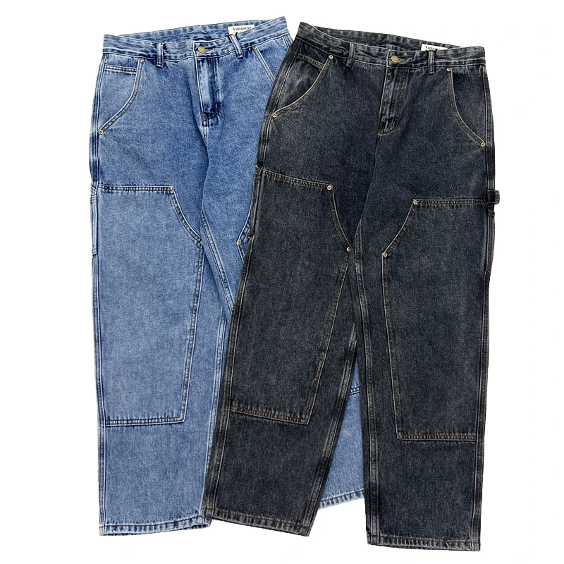 

Retro American Waed Thiened Loose Large Size Multi-ket Logging Jeans Casual Wear Youth ular Straight Leg Workwear