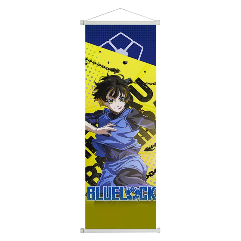 Blue Lock Anime Wall Scroll Poster – Yoichi Isagi, Hyoma Chigiri, Meguru Bachira Decorative Canvas Hanging Ar