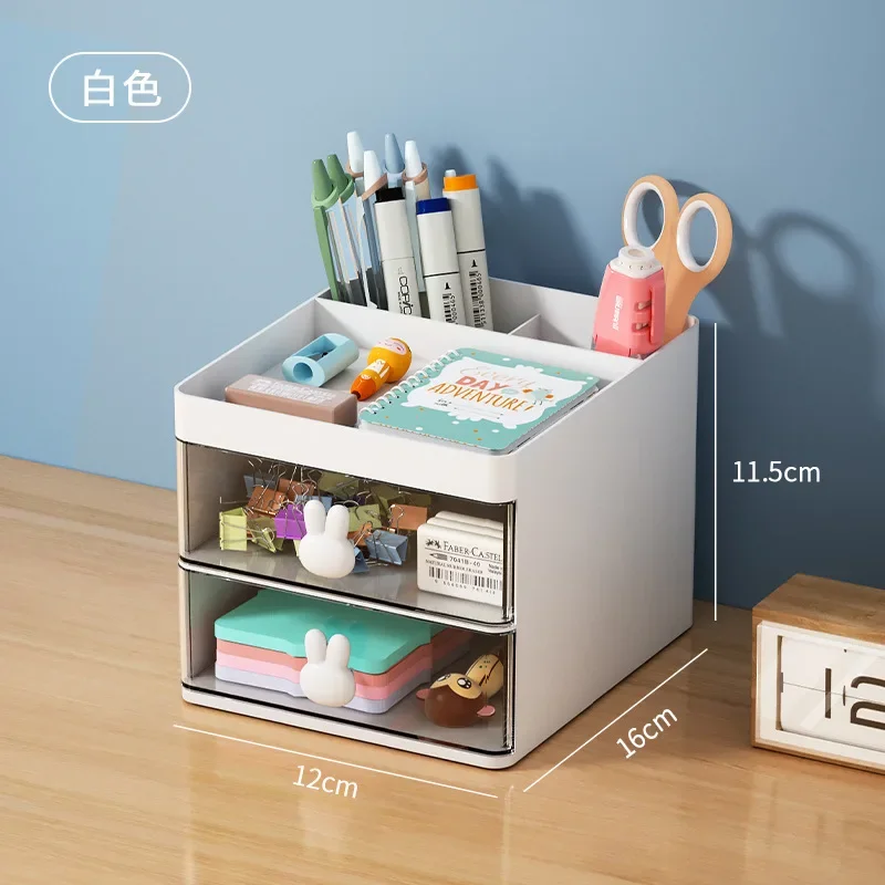 Large Capacity Makeup Organizer Storage Box with Drawers for Cosmetics Office Stationery Organizer Pen Holder Storage Containers