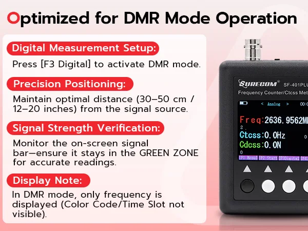 Surecom SF-401 Plus Frequency Meter Radio Hand-Held Frequency Counter 27Mhz-3000Mhz Portable CTCSS/DCS Decoder