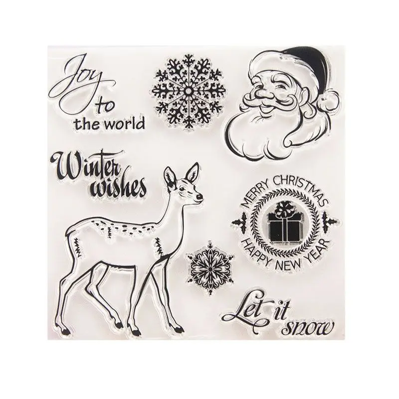 Christmas Deer Transparent Stamp Sant Clause Clear Seal Stamp for DIY Scrapbooking Card Making Home Handmade Paper Decoration