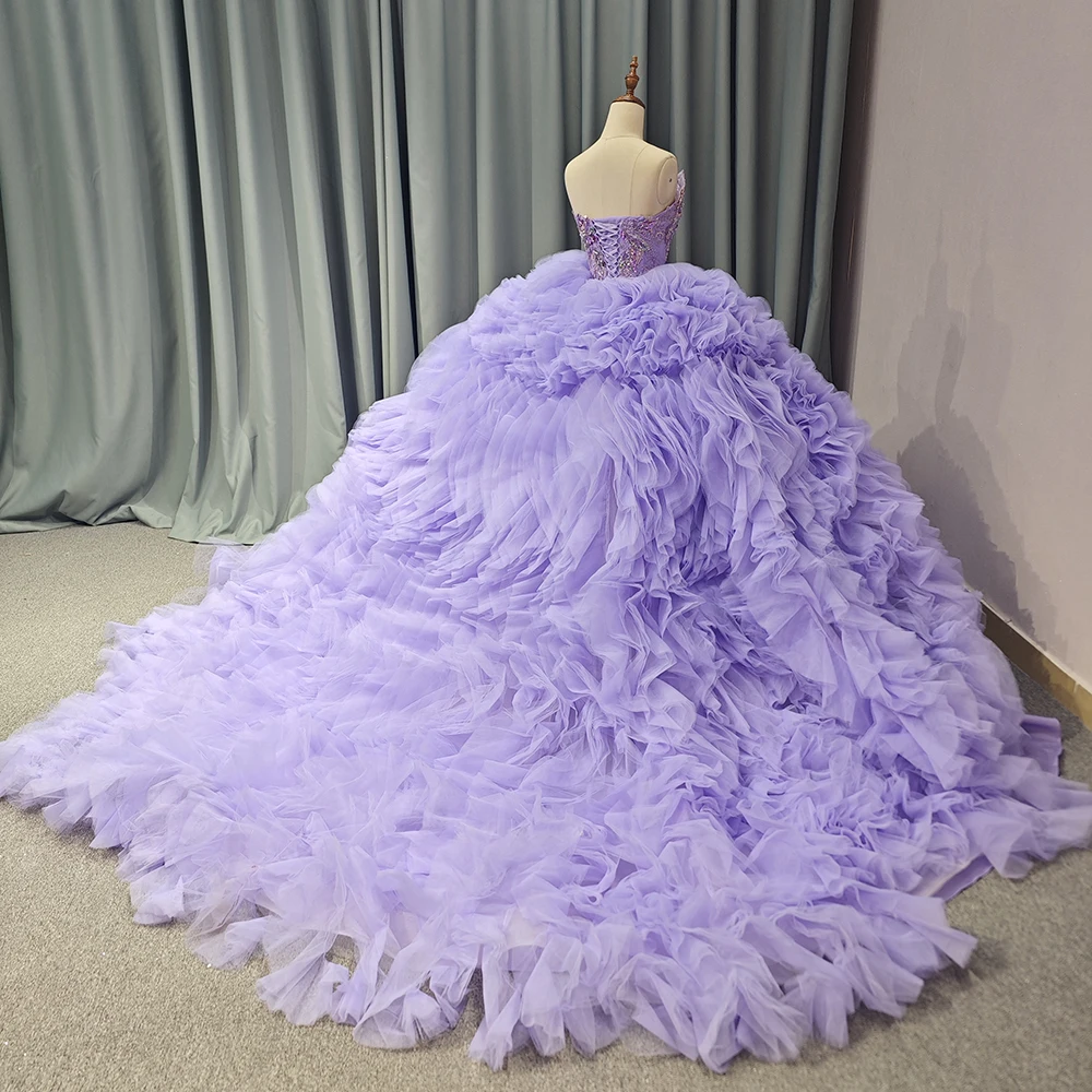 New Purple Quinceanera Dress Ball Gown 2024 For Sweet 16 Girl Beading Appliues Strapless Graduation Party Princess Gowns DY6686