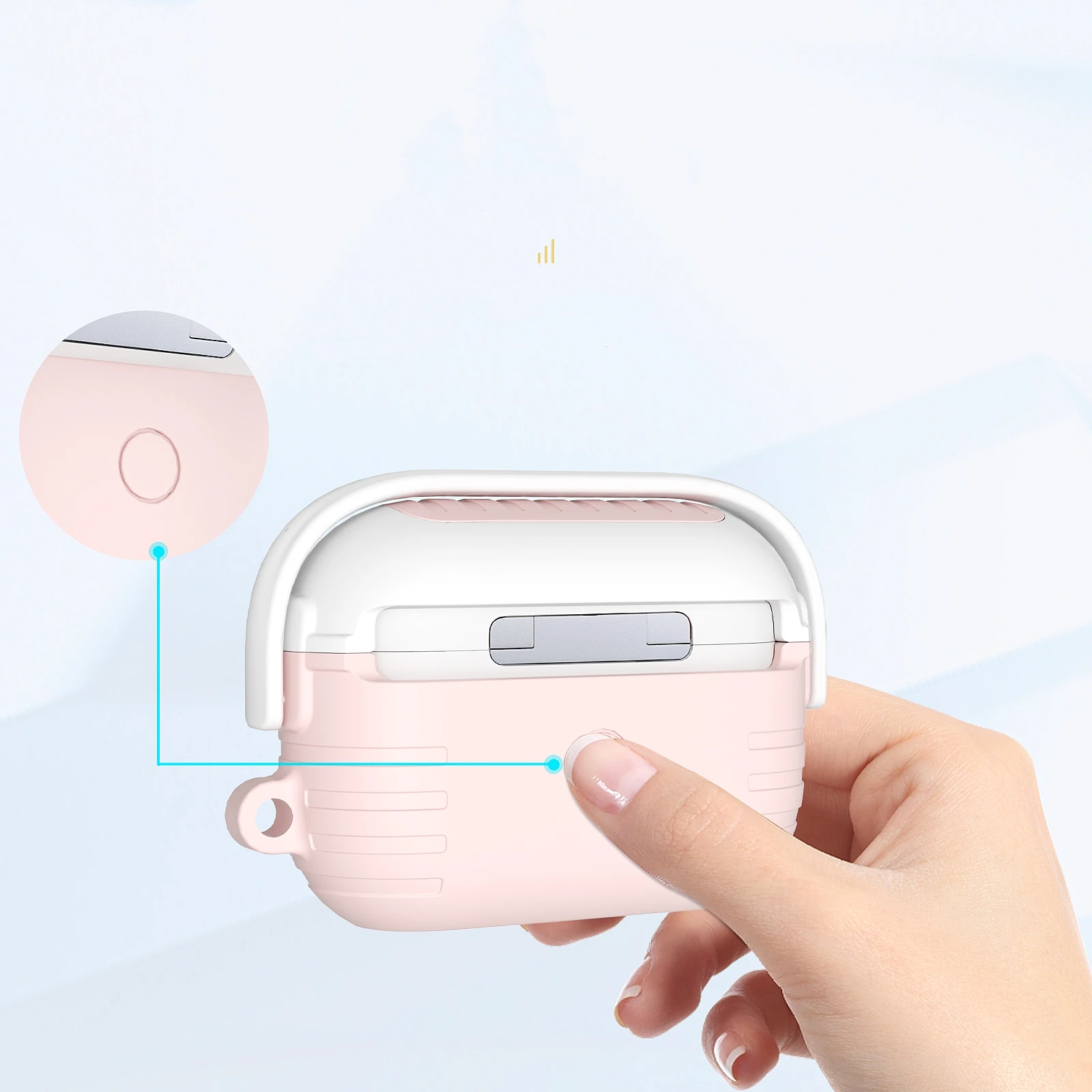 シリコン保護ケース,airpod pro 2第2世代用保護ケース,キーホルダー付き