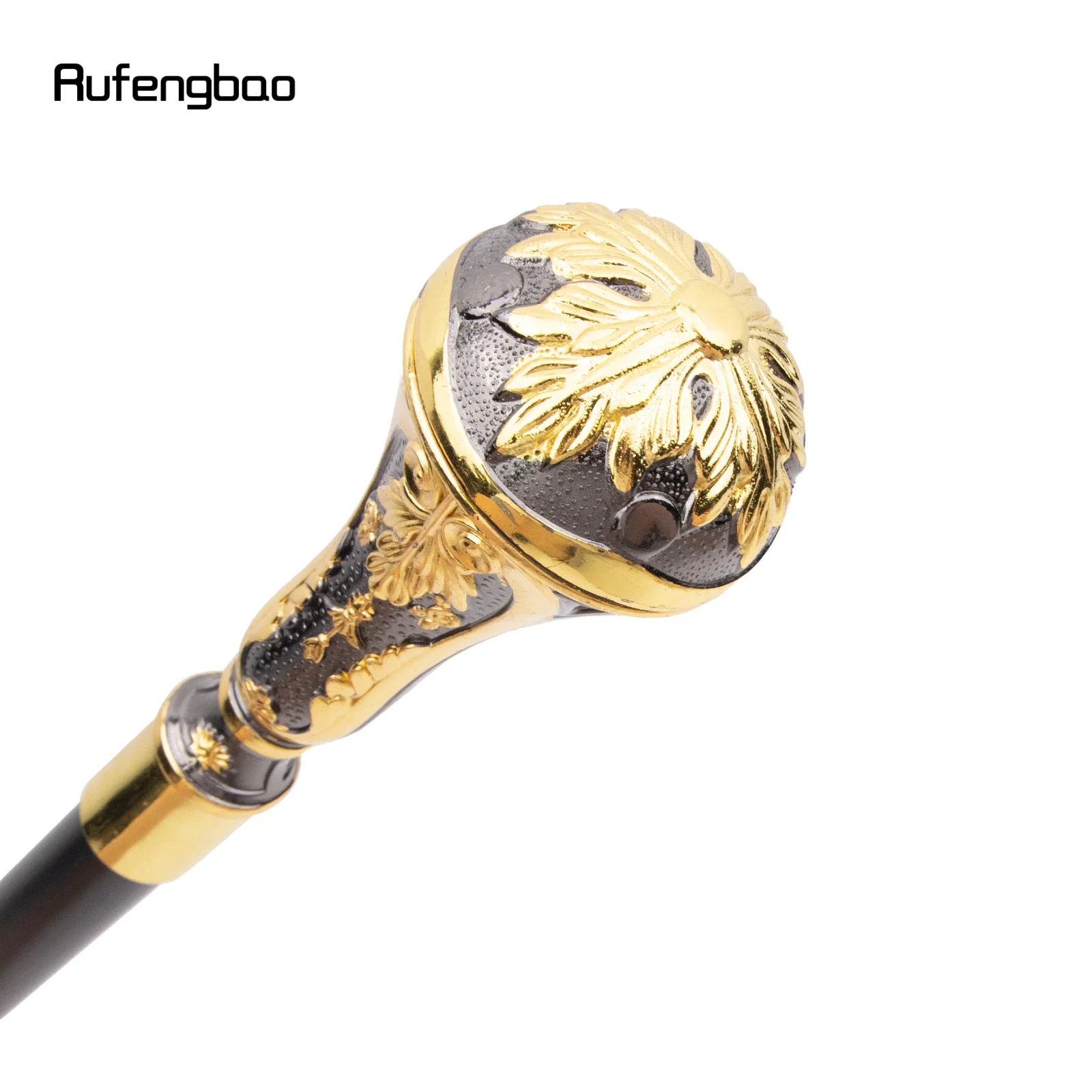 Golden Black Luxury Round Leaf Handle Fashion Walking Stick for Party Decorative Walking Cane Elegant Knob Crosier Knob 95cm