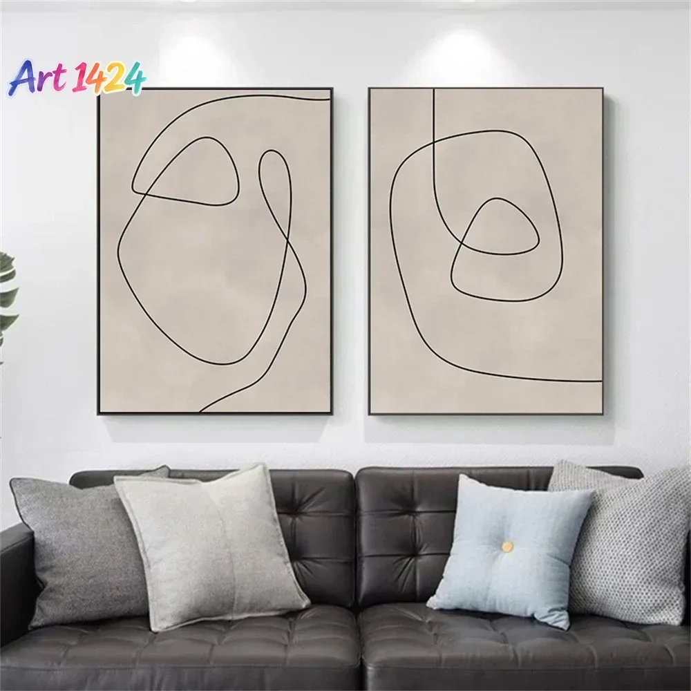 Modern Minimalist Black Beige Wall Art Canvas Painting Abstract Lines Posters And Prints Nordic Wall Pictures Living Room Dec