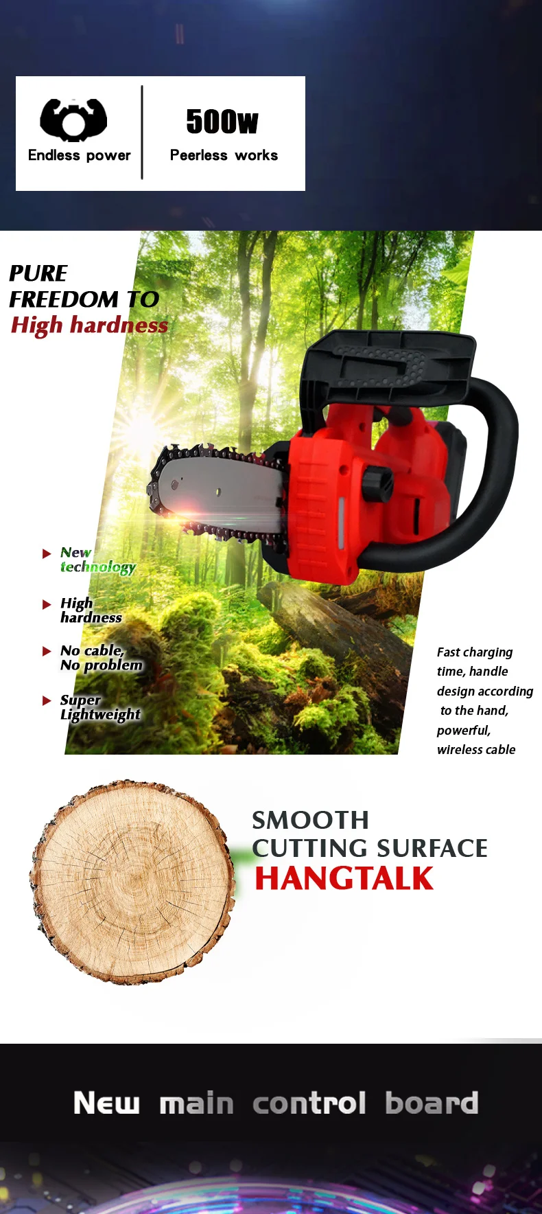 GOBALYARD 21V electric mini chainsaw with big power for tree and wood