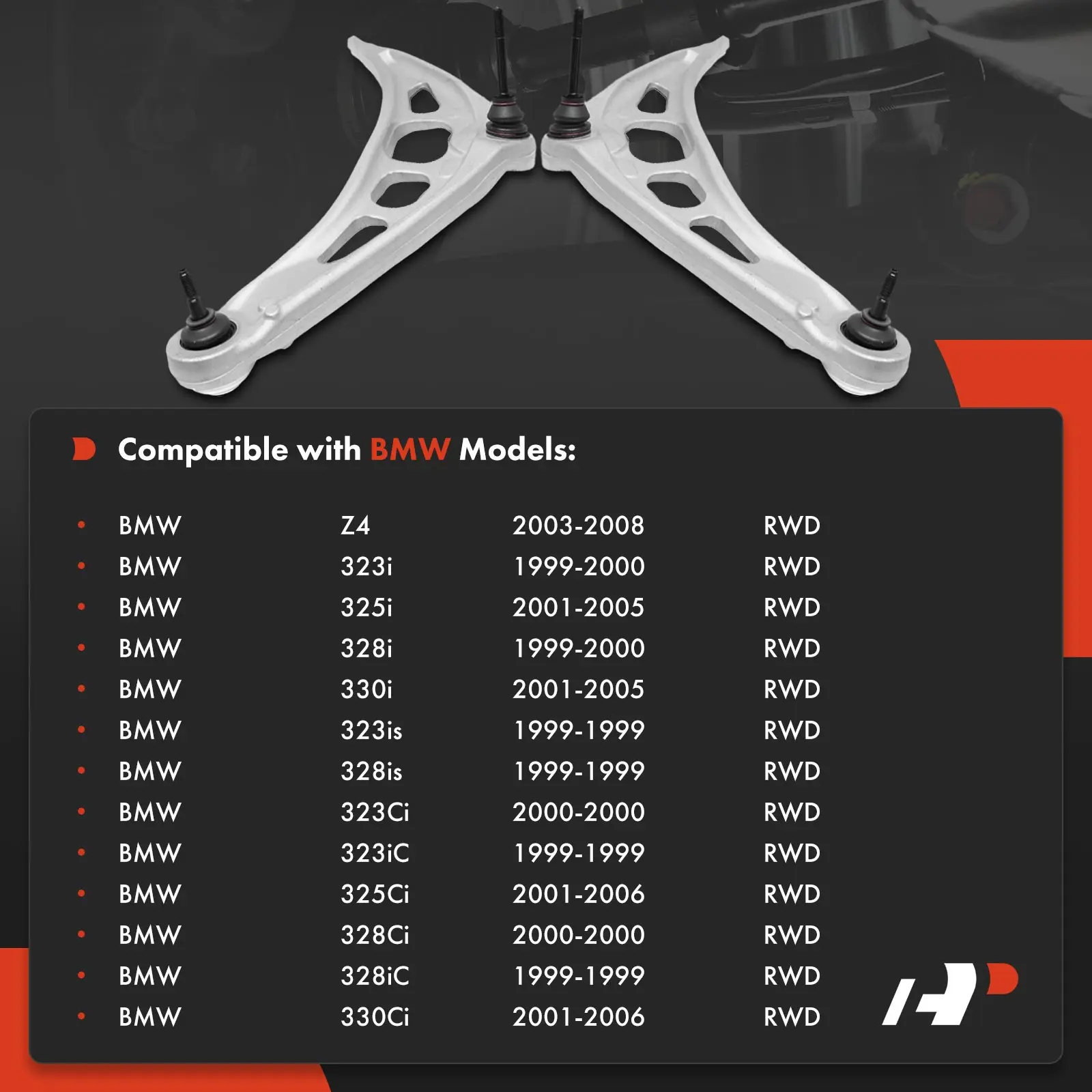 A-Premium 2x Front Front & Right Lower Control Arm for BMW 323i 328i 1999-2000 325i 330i 2001-2005 323Ci 2000 323is 1999 325Ci