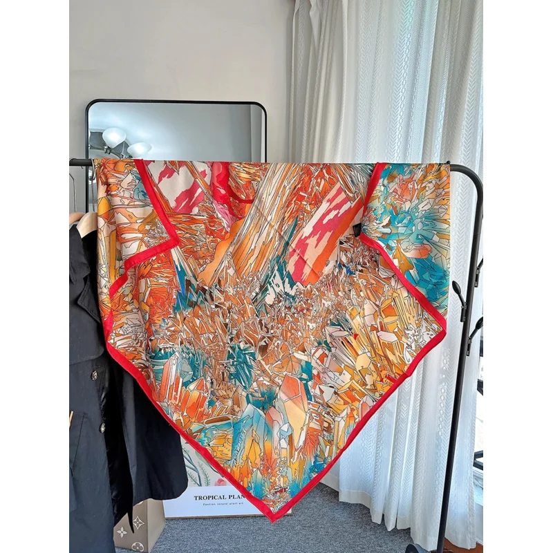 Crystal Valley Luxury Pashmina Large Square Scarf 130 Scarf Women Hijab Large Shawlsilk Cashmere Orange Scarf Head Handkerchief