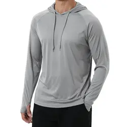 Men's Long Sleeve Hooded Sweatshirt UPF 50+ Sun Protection Athletic Gym Fishing Cycling Quick Dry Tops