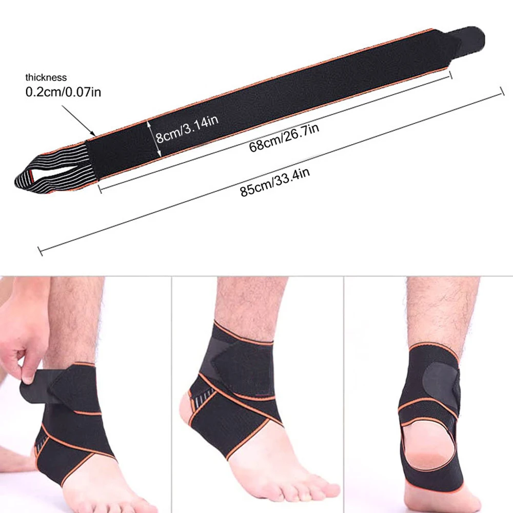 1 PCS Professional Sports Ankle Strain Wraps Brace Foot Bandages Elastic Ankle Support, Protector for Sport Fitness Running Gyms