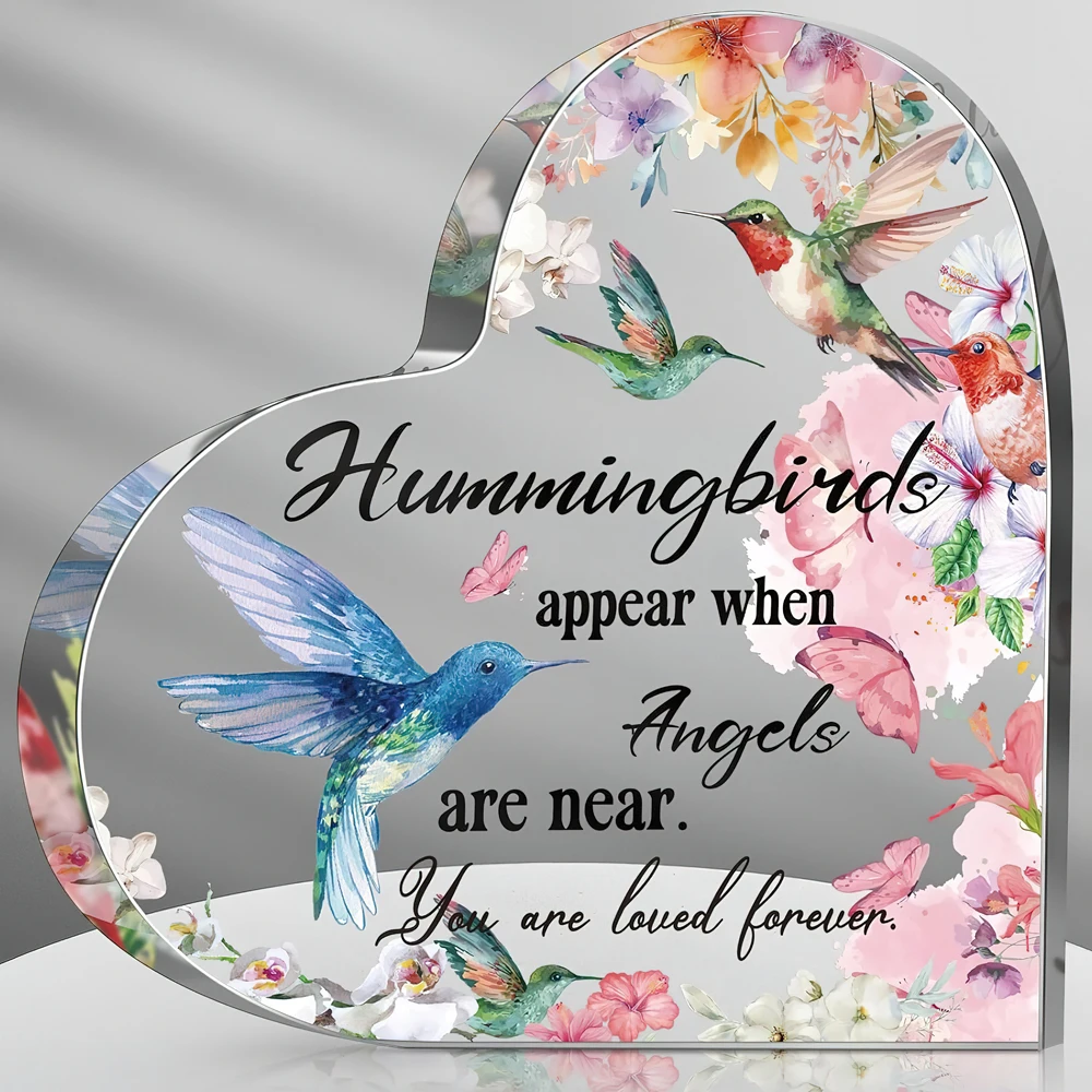 Red Cardinal Gifts Sympathy Gifts Memorial Gift for Loss of Loved One Sympathy Acrylic Glass Heart Memorial Present Table Decor