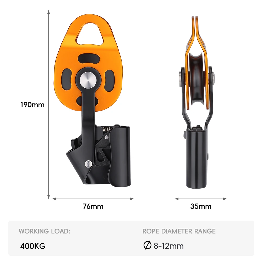 Self Locking Pulley Heavy Load Labor Saving Pulley Block Hook Ascender for AC Outdoor Unit Lifting Disassembly Rescue Rock Climb