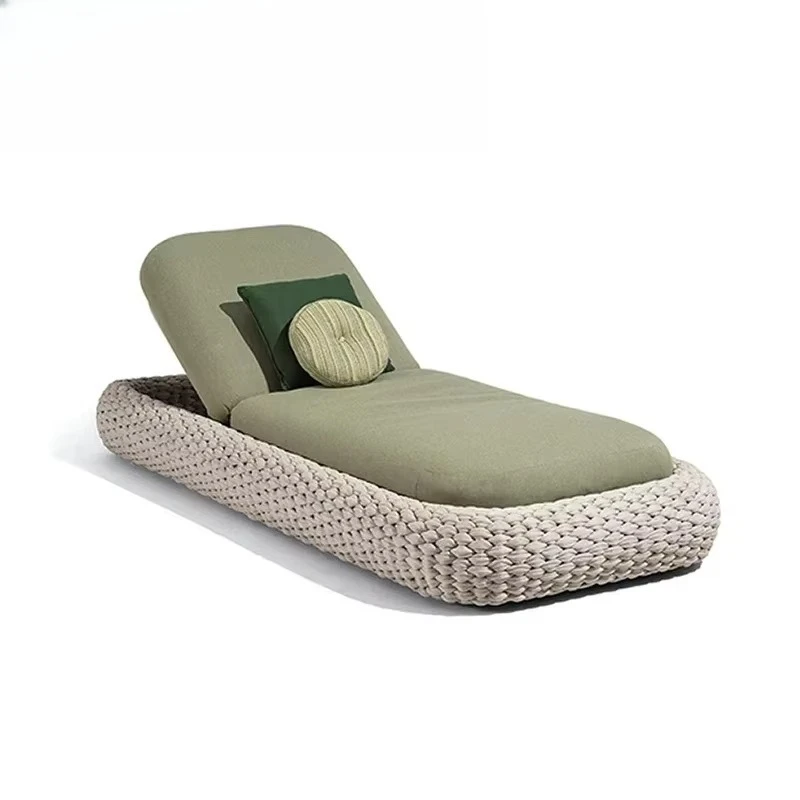 Factory Direct Compatible withOutside Hotel Lounger Aluminum Frame Sunbed Villa Terrace Rattan Outdoor Foldable Terrace Sunbathi