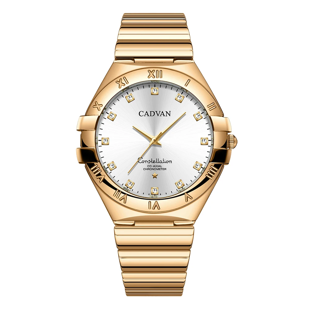 CADVAN من أجل الرجال ألماس فاخر مقاوم للماء مضيء من الفولاذ المقاوم للصدأ رجال الأعمال الكوارتز