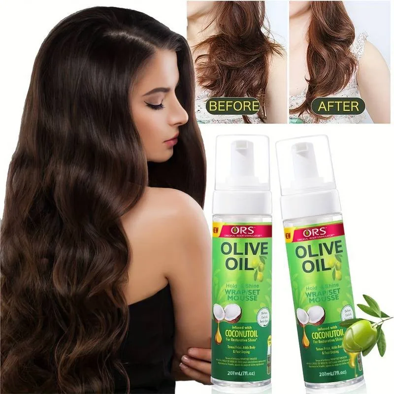 7oz Curly Hair Mousse For Wigs Frizz Control Hair Foam Mousse Olive Oil Hair Styling Mousse For Styling Hair Wig Accessories