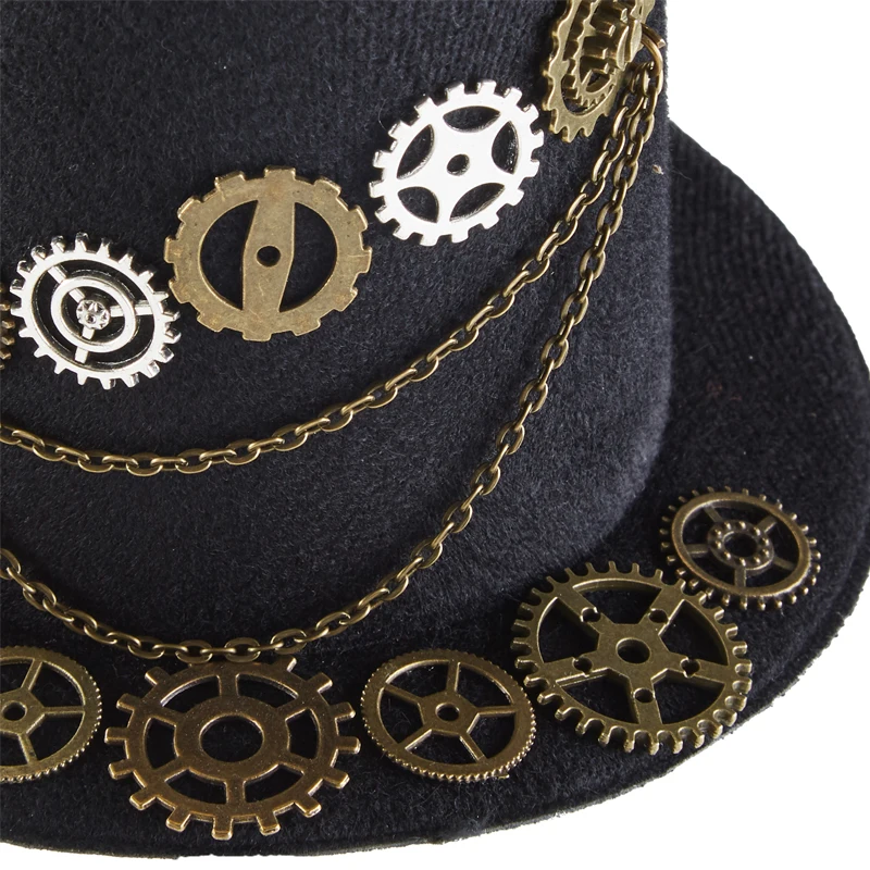 Steampunk 미니 탑 모자 고딕 여성용 기어 체인 Fedoras Vintae Retro Cosplay Party Little Hat Hairpin