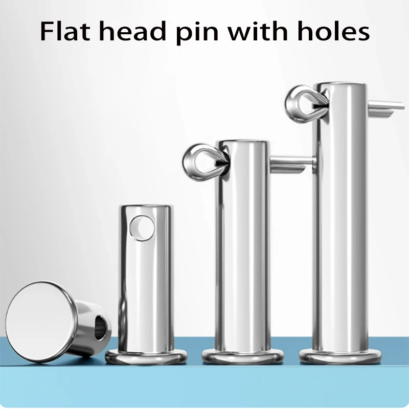 M10- M20 mit Lochstift, Schaft, Splint-Set, flacher Kopf, zylindrischer Stift, Steckerstift, Positionierungsstift, GB882, Edelstahl 304 – Detail 2