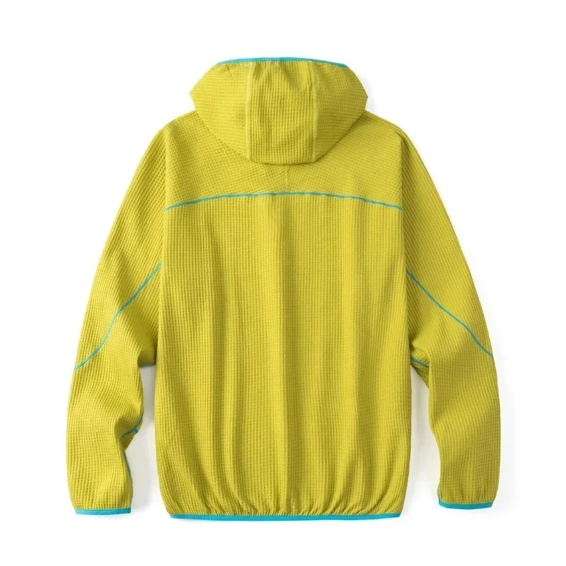 Women Breathable Waffle Knit Hoodie - Soft Touch Textured Pullover Sweatshirt for Spring & Autumn Layering