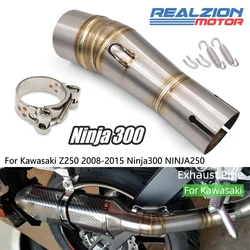 REALZION Ninja 300 Exhaust Middle Pipe Exhaust Muffler Tail Pipe Motorcycle Escape Link Pipe For Kawasaki Z250 Ninja300 NINJA250