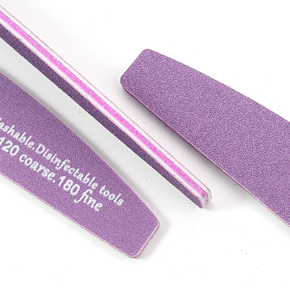 20 قطعة ملفات الأظافر المهنية 120 الخشنة 180 غرامة مانيكير لوازم نصف القمر الرملي الأظافر عازلة الملفات إزالة هلام طلاء الأظافر