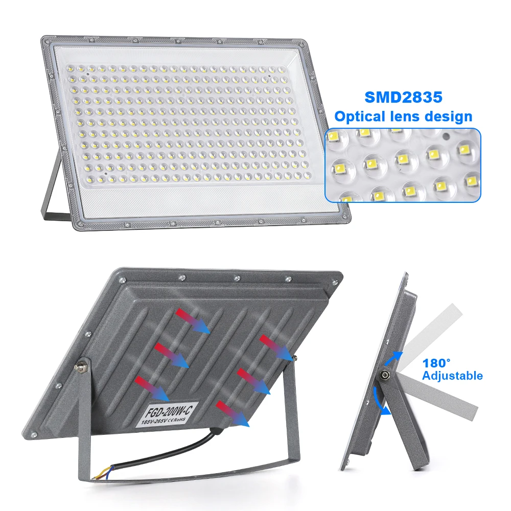 

Светодиодный прожектор переменного тока 220 В 240 В, уличный холодный белый IP66, водонепроницаемая светодиодная лампа, садовый уличный рабочий свет, прожекторы высокой яркости