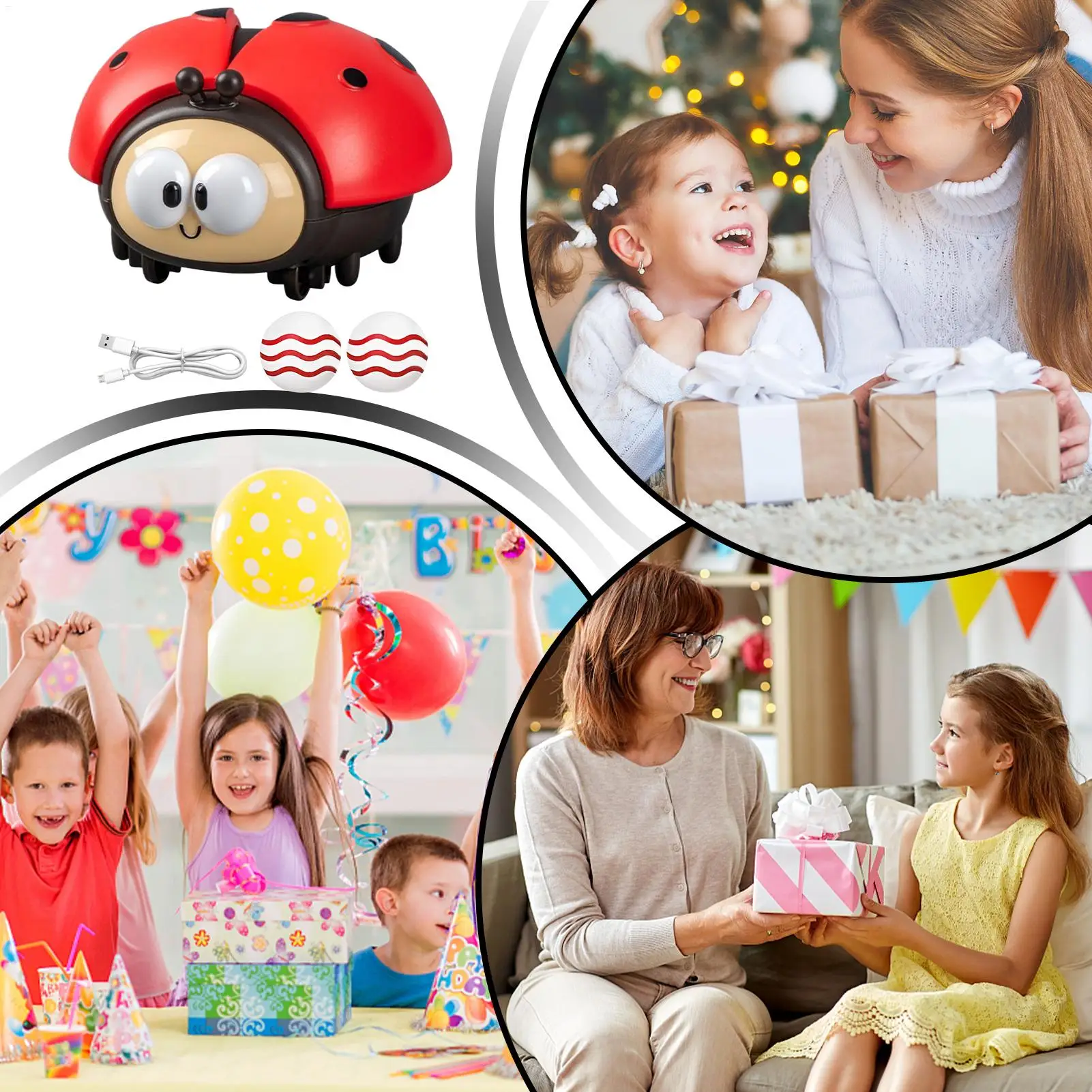 Drijvende balspeelgoed voor kinderen Elektrisch lieveheersbeestje Vroege educatieve set USB-opladen Interactieve speelgoedbal voor begeleiding in de klas