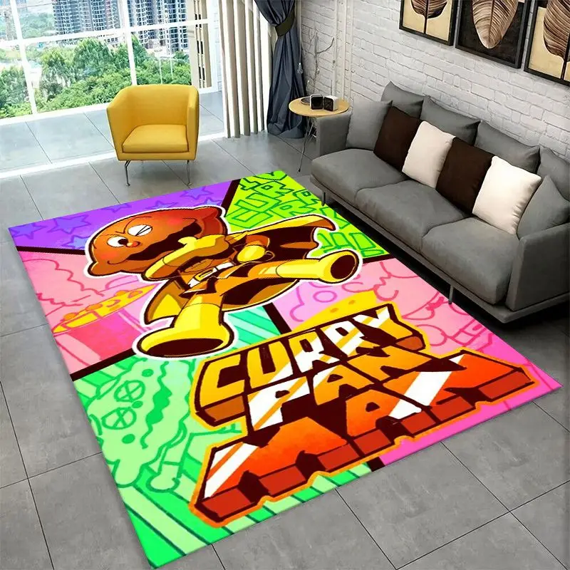 Retro Brave Anpanman Cartoon Carpet Rug for Playroom Bedroom Living Room Sofa Home Decor,Game Area Rug Non-slip Floor Mat Fest