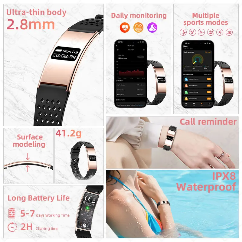 LIGE 헬스 스마트 팔찌 여성 남성 심박수 SpO2 수면 모니터 방수 활동 피트니스 트래커 스포츠 밴드 스마트워치 신제품