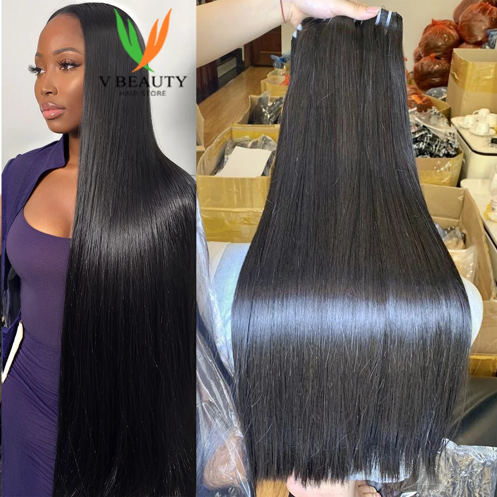 V Beauty 16A Human Hair Bunldes Double Drawn Vietnamese Human Hair Bundles Bone Straight Virgin Hair 6 16 20 30 Inches Full Hair